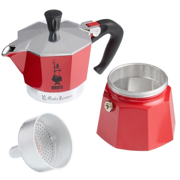 Bialetti Red Moka Express 3 Cup Stovetop Espresso Maker 3 Cups 4.4 Ounce New - Picture 8 of 11